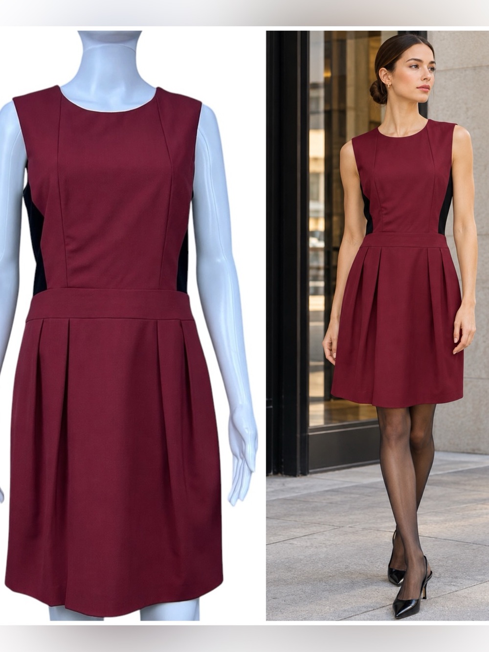Theory Darua Wool Blend Sheath Dress Size 6 Colorblock Pockets Career Capsule